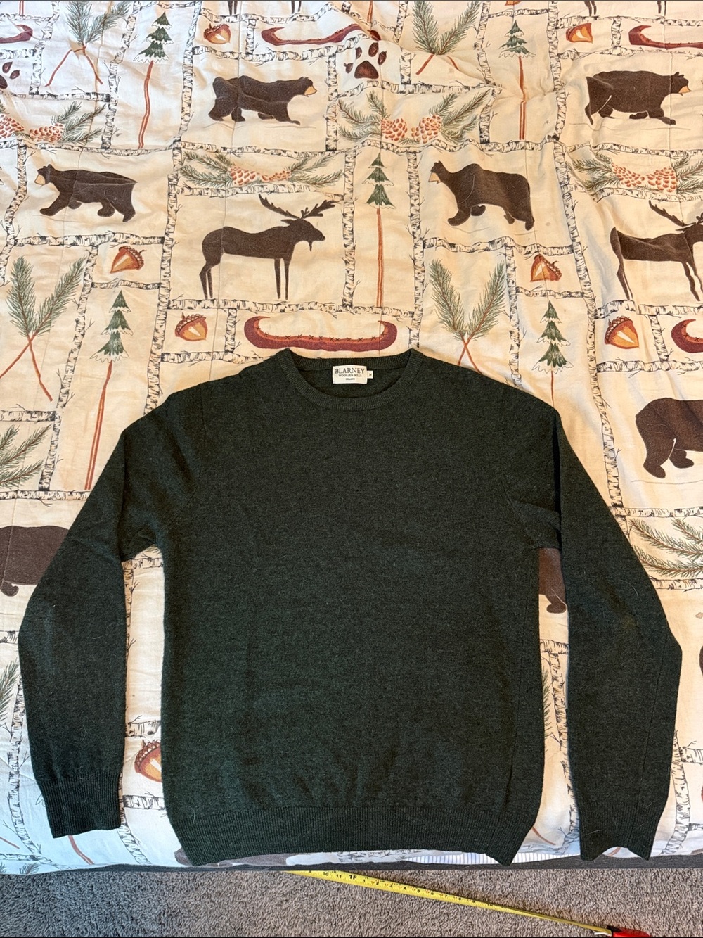 Blarney Woollen Mills Men's Green Wool Crewneck Sweater Size M Ireland EUC